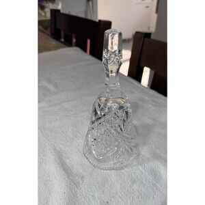 Vintage 24% Lead Crystal Dinner Bell 6.5" Starburst Pinwheel Cut Glass Heavy